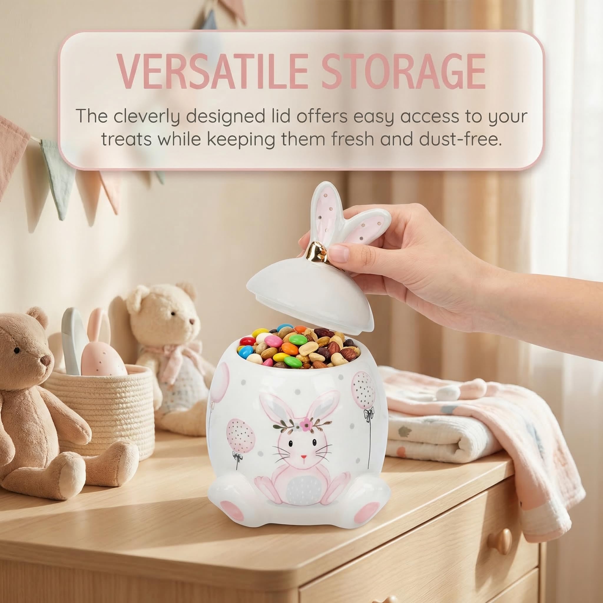 Amazon.com: DOITOOL Easter Bunny Cookie Jar, Ceramic Rabbit