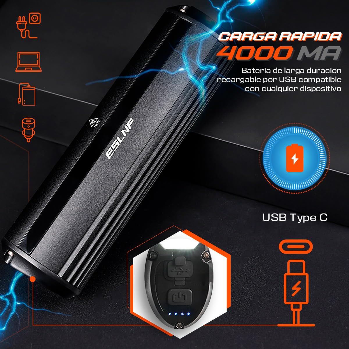 Luz Bicicleta Delantera LED Potente - USB Recargable, Impermeable IPX5, Aluminio Ultraligero - 3 Modos de Iluminación, Fácil Instalación para MTB y Ciclismo Urbano