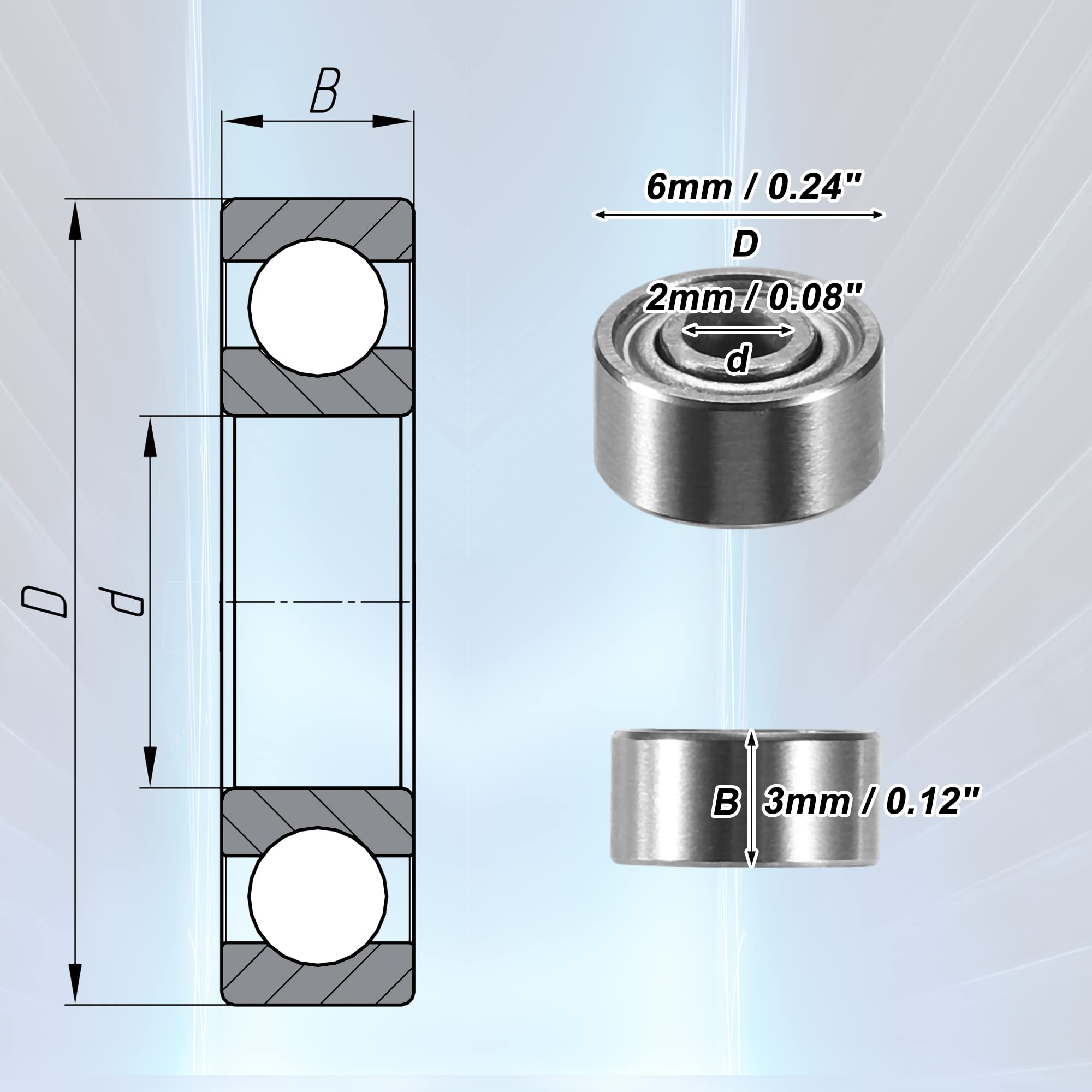 QUARKZMAN 10er-Pack R3ZZ Rillenkugellager – 3/16? Produktbild-Vorschau 5