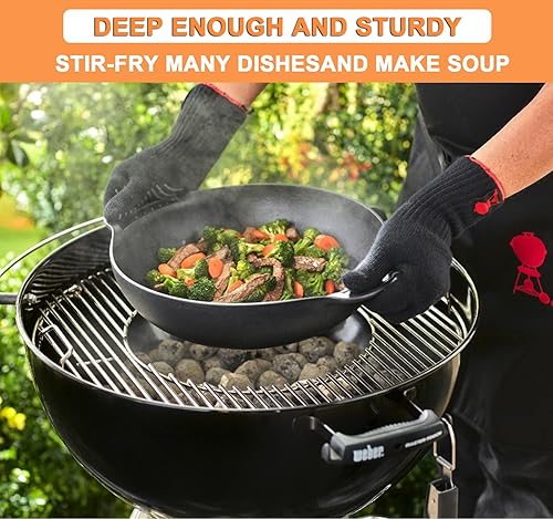 Miniatura 5 de Sistema de barbacoa gourmet 7425 Wok para sistema de barbacoa Weber Gourmet, rejillas de cocina, hierro fundido, negro, resistente, compatible con