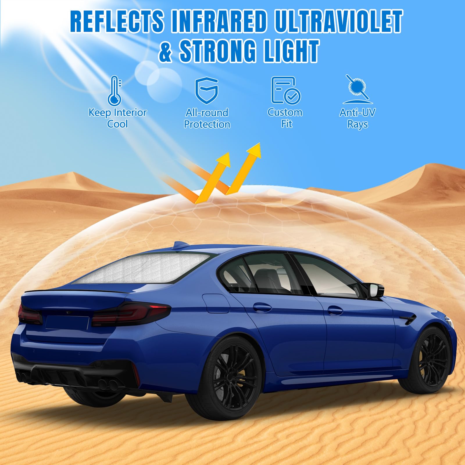 Pare-Soleil de Pare-Brise Arrière de Voiture Remplacement pour BMW 3 Series G20 2019-2026, Anti-UV Pliant Protecteur, Protection Anti-poussière Réfléchissante Parasol Pliable de la Vie privée