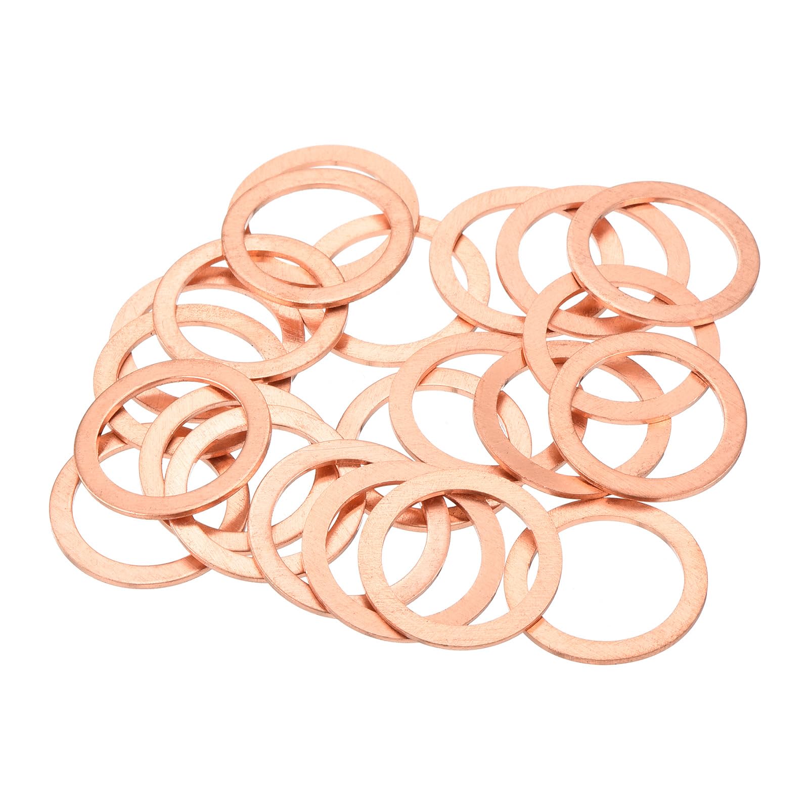 MECCANIXITY 22 Pcs Flat Copper Washers, 15x20x1mm Copper Upgraded Flat Metric Sealing Crush Ring Washers for Hydraulic Fittings Screw Bolt Nut