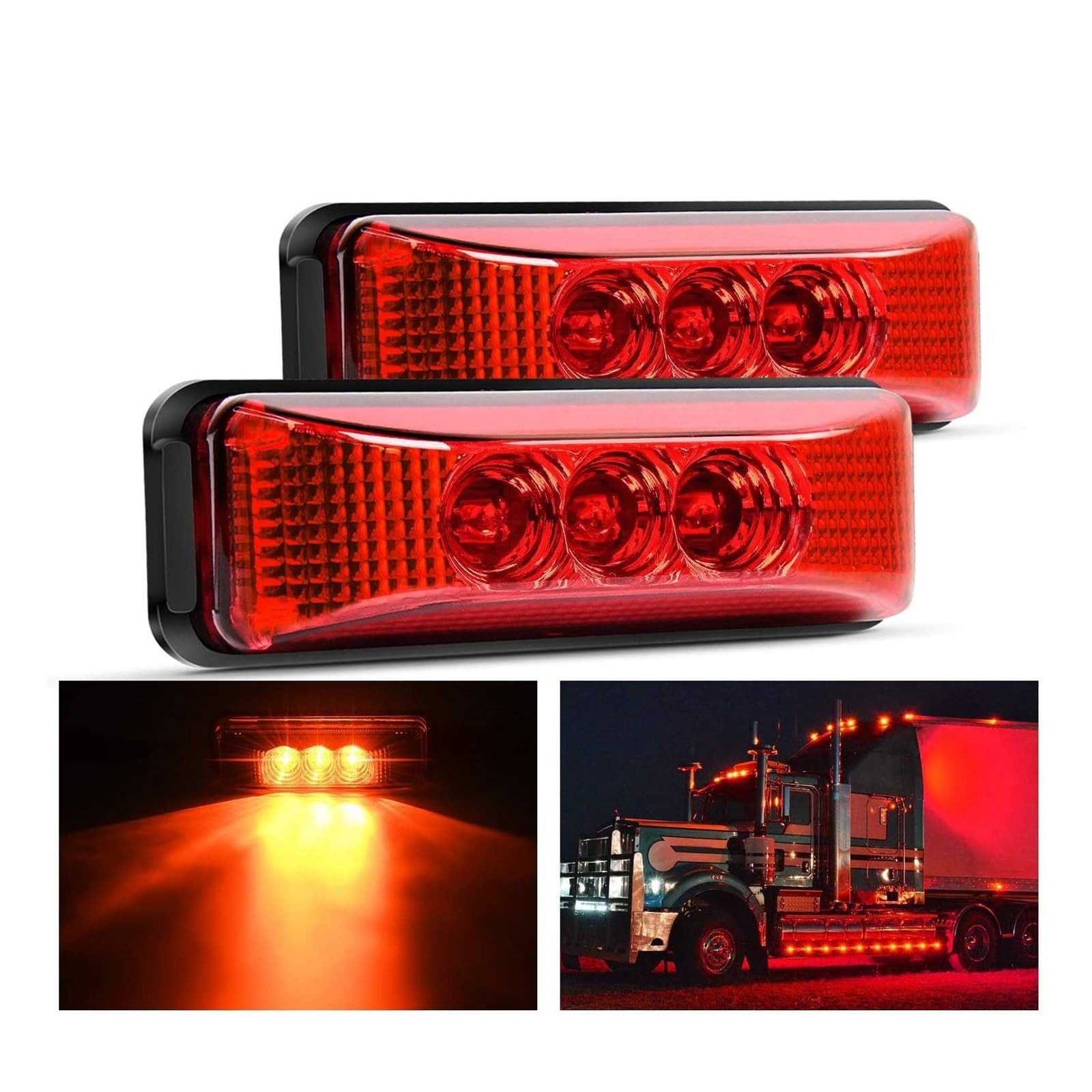 Señal de Giro del Espejo 2 Uds 24V 3,9 Pulgadas 3 LED Camión Remolque Luz Roja Delantera Trasera LED Marcador Lateral Luces Indicador De Liquidación Lámpara Impermeable
