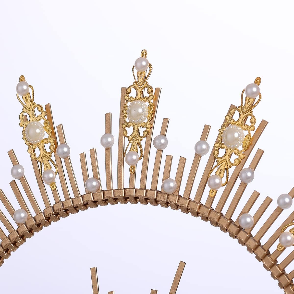 BLESSUME Gold Spike Halo Crown Headpiece NYLON ZIP TIE Wedding Bride Hair Band Tiara