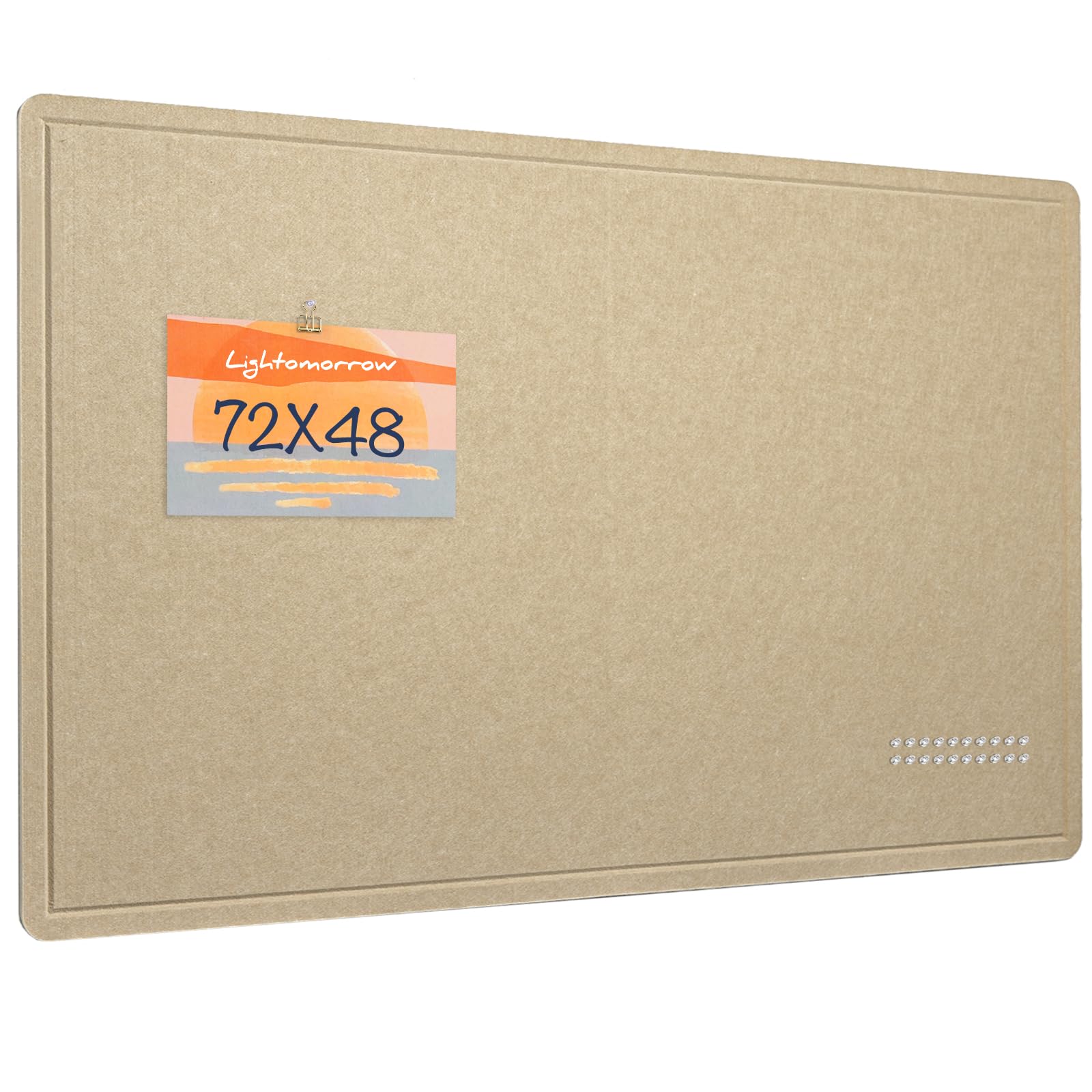 Large Bulletin Board - 72 x 48 Inches, Decorative Felt Pin Board for Wall - 6' x 4' Foldable Photo Display Board with Self-Adhesive Tape, Includes 20 Push Pins - Beige Brown