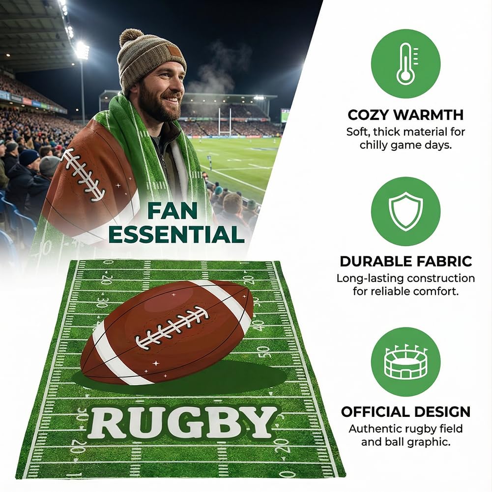 Couverture Rugby Personnalisée Homme Cadeau Entraîneur Football Anniversaire