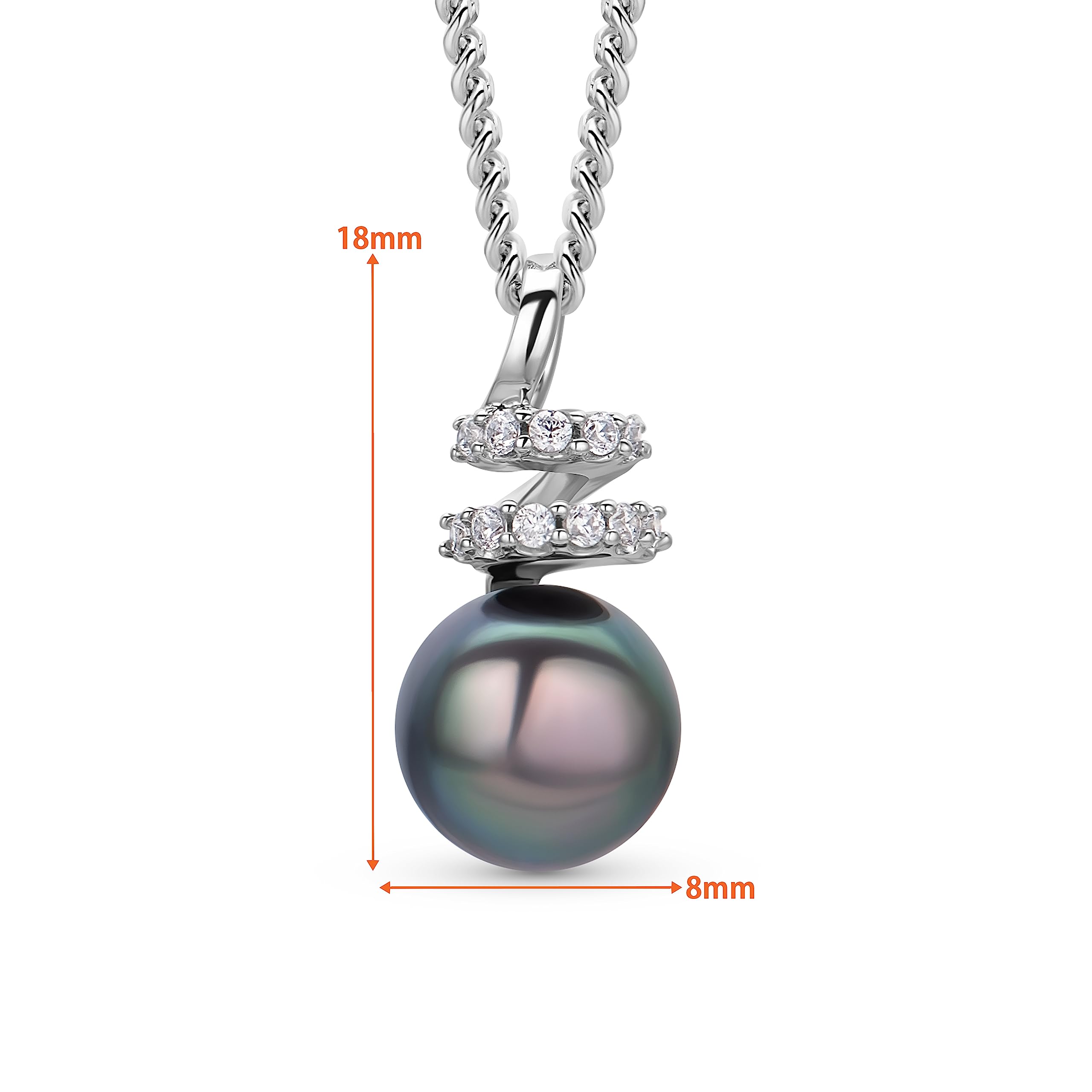 OROVI Collana Donna Argento 925 Collana con Ciondolo con Perla Coltivata con Zirconi 46 cm, gioiello anallergico confezionato in un elegante astuccio portagioie