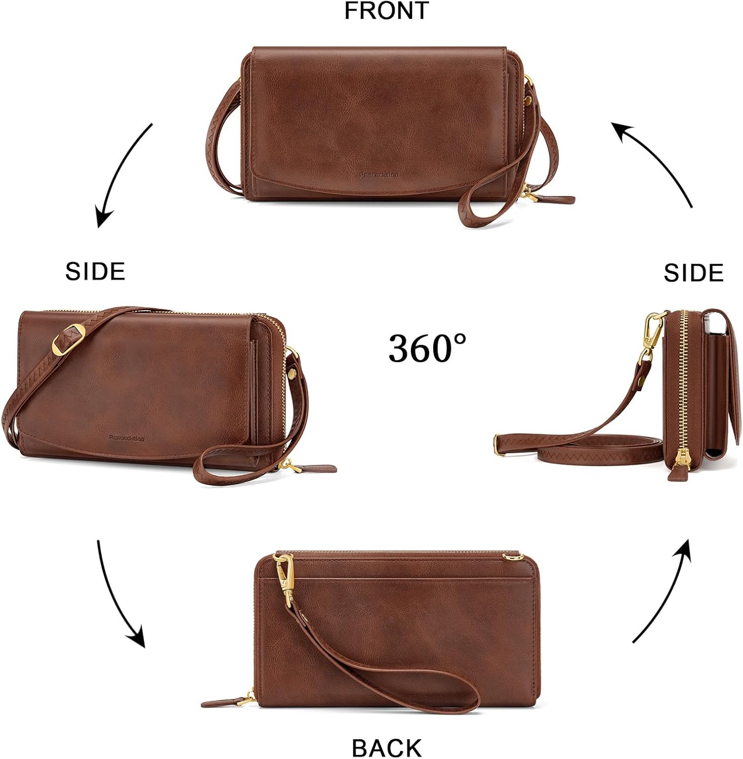 Peacocktion Womens Crossbody Wristlet Wallets with Cell Phone Pocket RFID Vegan Leather Cross Body Purses Travel - Image 6