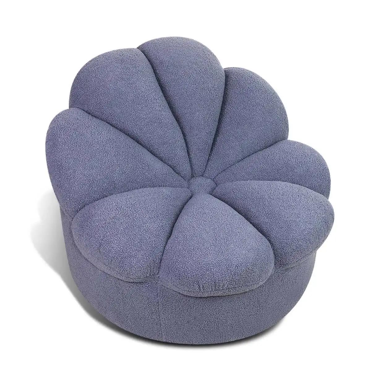 MoNiBloomUpholstered Petal Soft Chair Modern Leisure Chair for Nursery, Living Room, and Bedroom, Blue Blooming Flower Single Sofa with 300 Lbs Capacity