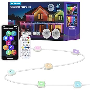 Govee Permanent Outdoor Lights, Smart RGBIC Outdoor Decor with 75 Scene Modes, 100ft with 72 LED Lights, IP67 Waterproof for Outdoor Decorations, Work with Alexa, Google Assistant, White