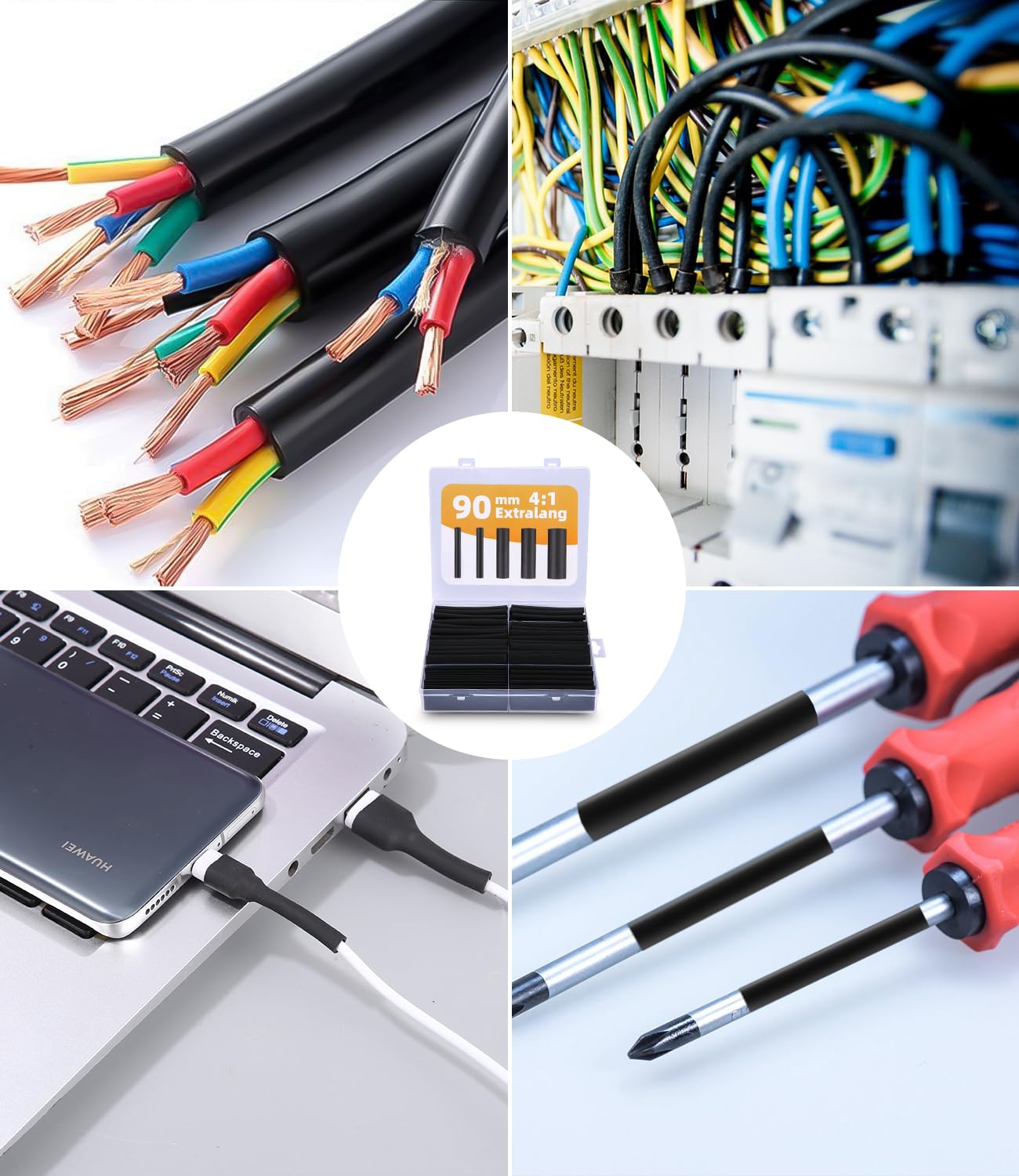 100 Pezzi Guaine Termorestringenti - 90mm Lunghe, 4:1 Restringimento, Impermeabili, Per Cavi Elettrici - Foto 12