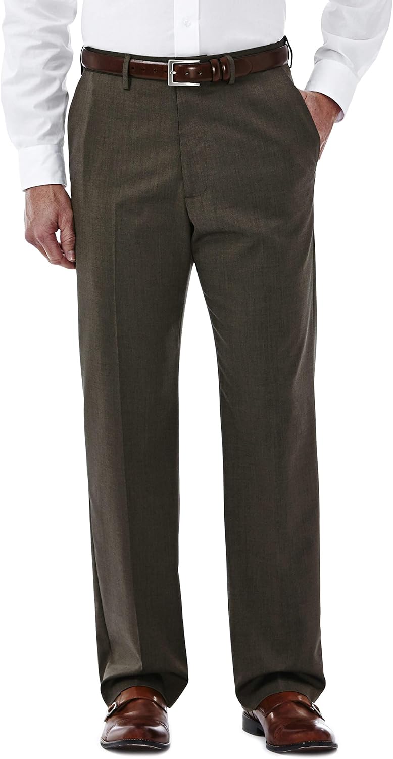 Haggar Mens HD00921 Premium Stretch Solid Gabardine Expandable Waist
