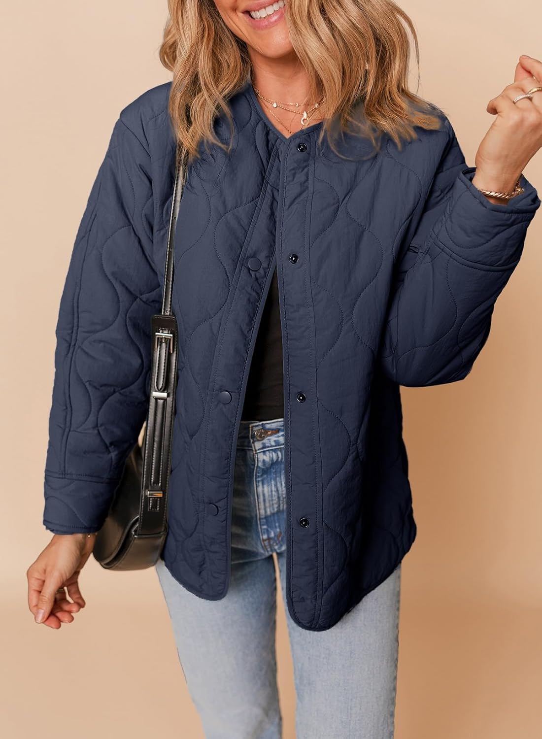 Dokotoo Womens Quilted Lightweight Jackets Button Down Puffer Jacket Coats Padded Outwear with Pockets - Image 5