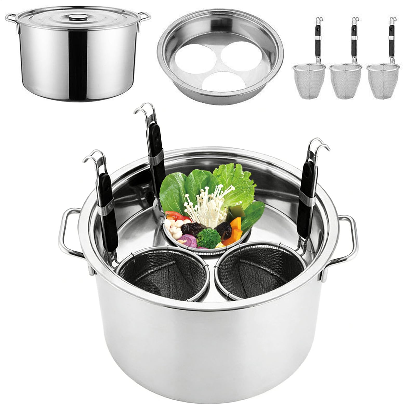 de espagueti con inserto de telón - Herramienta para cocinar fideos de acero inoxidable | Horno de espagueti y vaporizador | Para principiantes Expertos Familia Sopa Vegetales Cenas