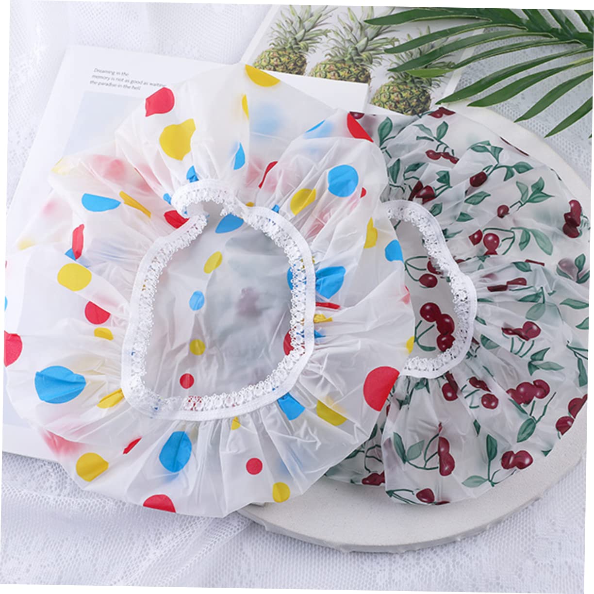 Housoutil 18piezas Gorro De Ducha Reutilizable Para Adultos Coloridas Diseño De Puntos Gorro De Baño Elástico Baño Cómodo y Divertido