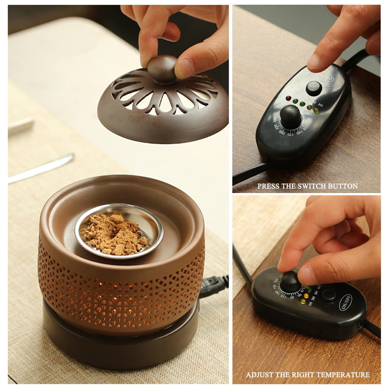 MIQXUAN Diffuseur d'Huiles Essentielles,Lampe aromatique brûleur d'encens chronométré Cire en céramique Fondre brûleur à Huile Essentielle Bureau à Domicile Salon brûleur à Huile Essentielle Cadeau