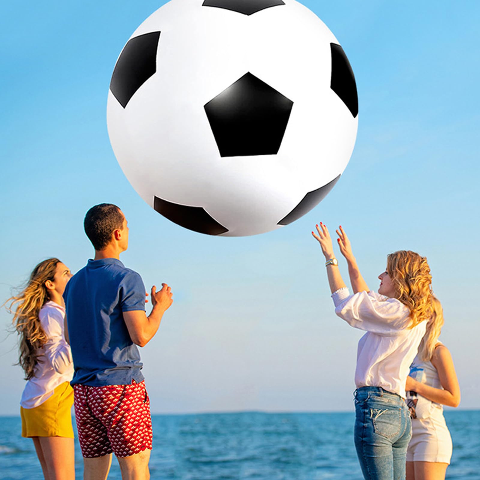 FOLODA Extra großer 53-Zoll Strandfußball für den Außenbereich für Spiele Hinterhof, Poolpartys und Outdoor Aktivitäten Hergestellt aus PVC PVC Wasserball