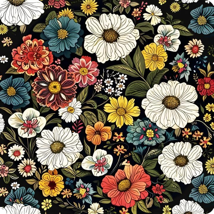 Miniatura 5 de Mesa auxiliar rectangular pequeña con acabado de flores coloridas, mesa auxiliar pequeña retro moderna para balcón, sala de estar (11.8 pulgadas de