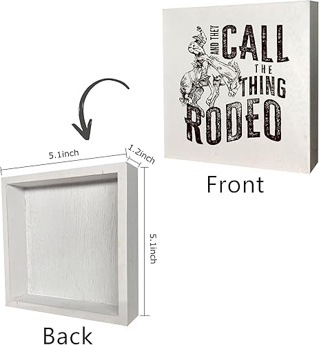 Miniatura 5 de Caja de placa de madera rústica con diseño de vaquero occidental y ellos llaman la cosa Rodeo, decoración de escritorio para el hogar, dormitorio,