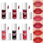 6 Colors Lip Tint Stain Set, Korean Velvet Watery Lip Stain Mini Liquid Lipstick, Moisturizing Natural Long lasting Non-Stick Cup Waterproof Multi-use Lip and Cheek Tint, Vivid Color Makeup (Set A)