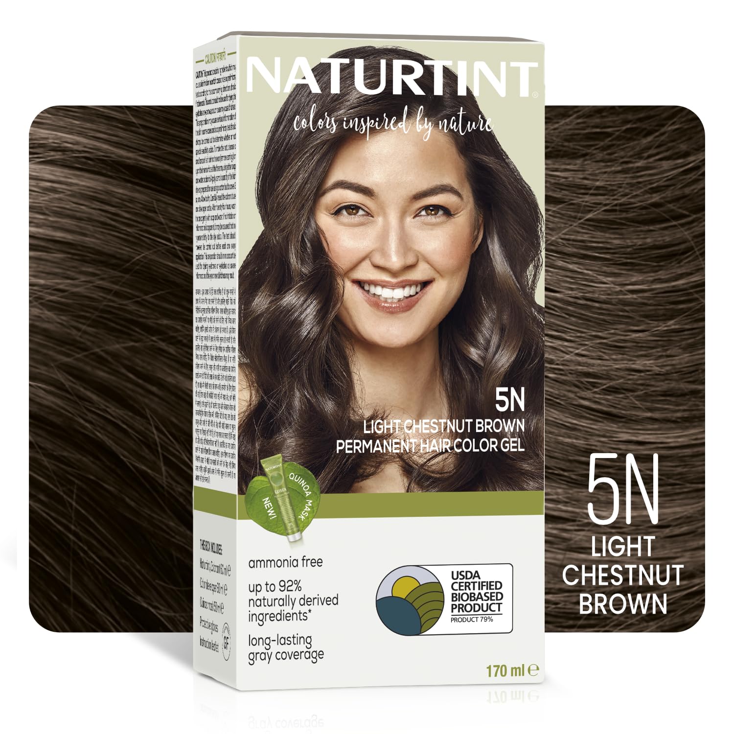Naturtint Permanent Hair Colour easy to apply Gel Light Brown 5N | For Sensitive Scalp | Upto 100% Grey Coverage | Long Lasting Hair Colour | Ammonia Free | No Parabens | with Olives & Organic Shea Butter