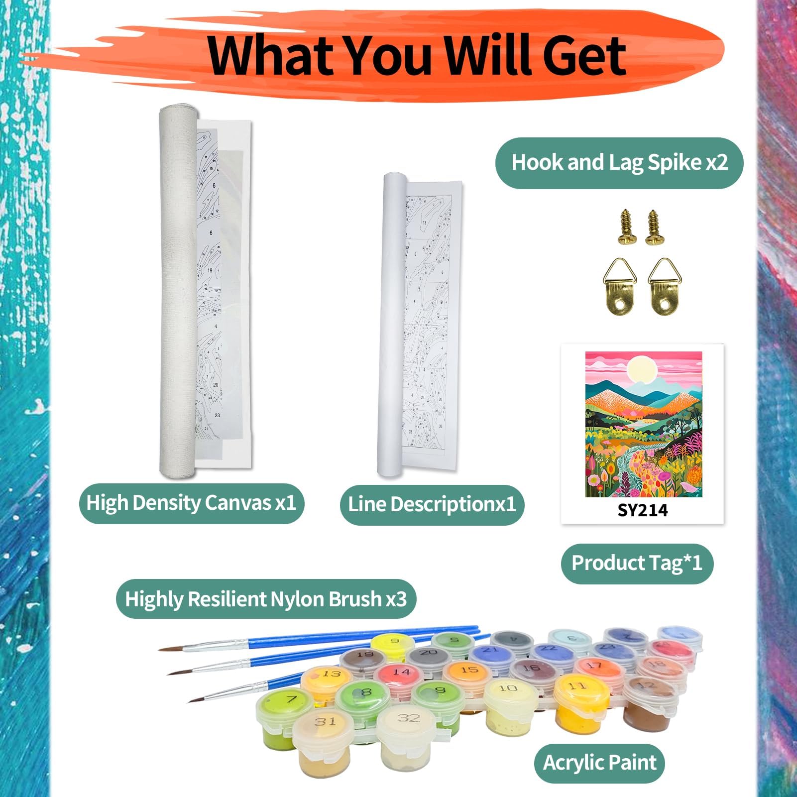 YALKIN 6 packs schilderen op nummer kit voor volwassenen, bloemverf op nummer op canvas voor beginners, doe-het-zelf acryl olieverfschilderij kits voor thuis muurdecoratie verjaardag Kerstmis 20x30cm