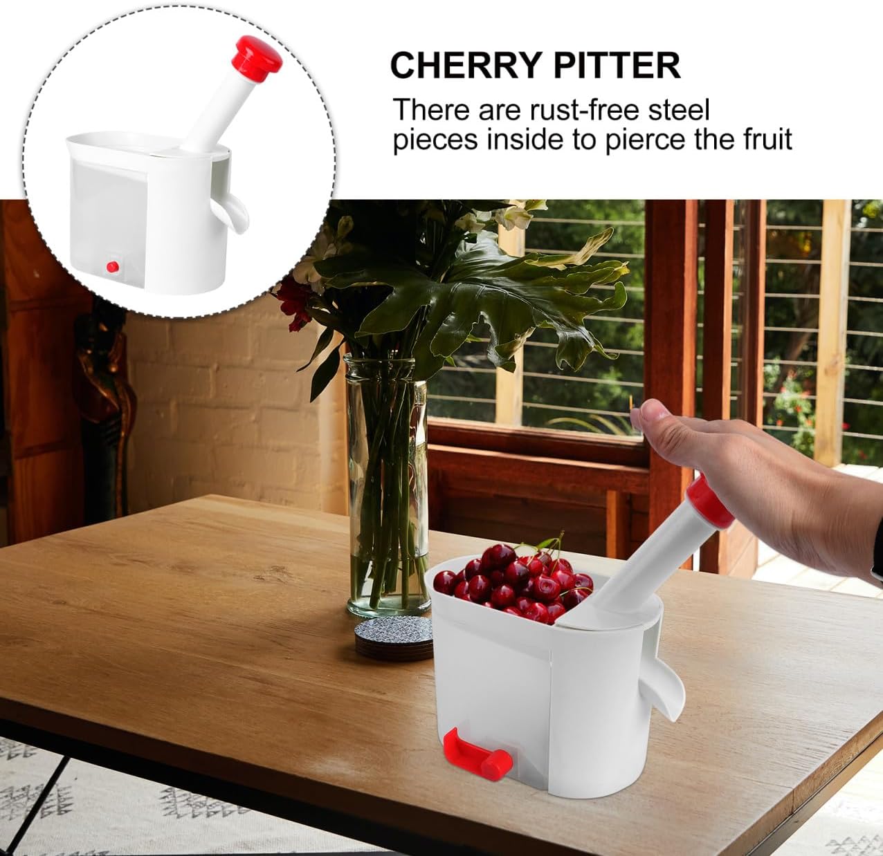 BESTYASH Easy Squeeze Cherry Grape Corer Non-slip Grip Food Safe for Quick Pit for Family Use