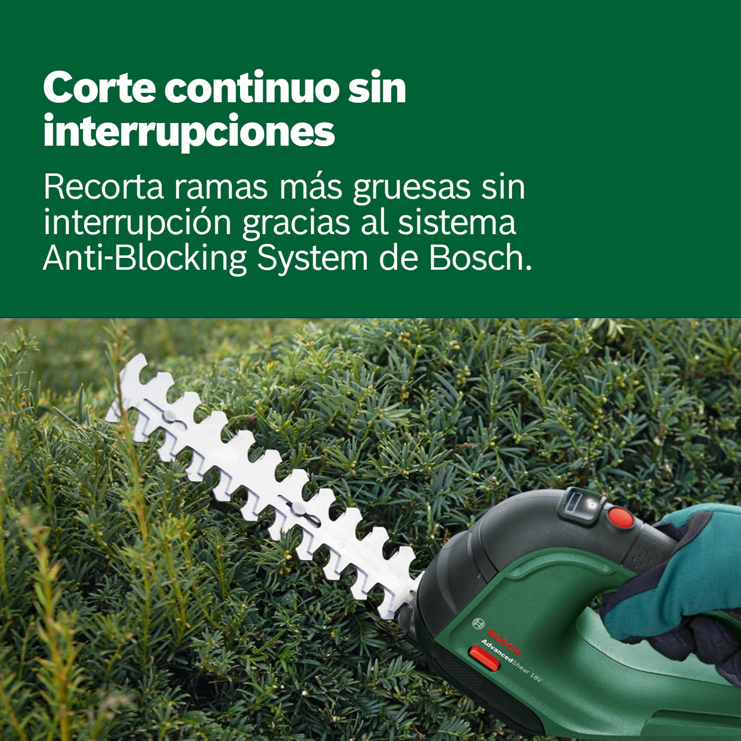 Bosch cortacésped/cortasetos a batería AdvancedShear 18V-10 (1 batería de 2,0 Ah, sistema de 18V, cortan hasta 85 m² por cada ciclo de batería, con cuchillas cortacésped y cortasetos, en caja)