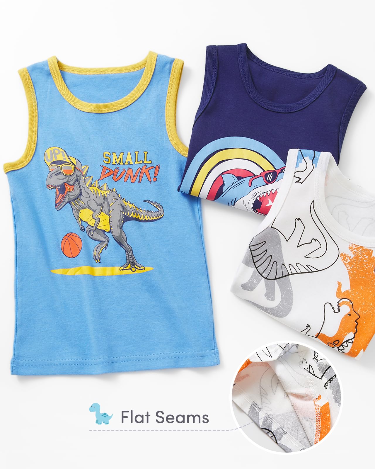 Adorel Débardeur Maillots de Corps Dinosaure Garçon Lot de 3 Basketball 7-8 Ans (Taille Fabricant: 150)