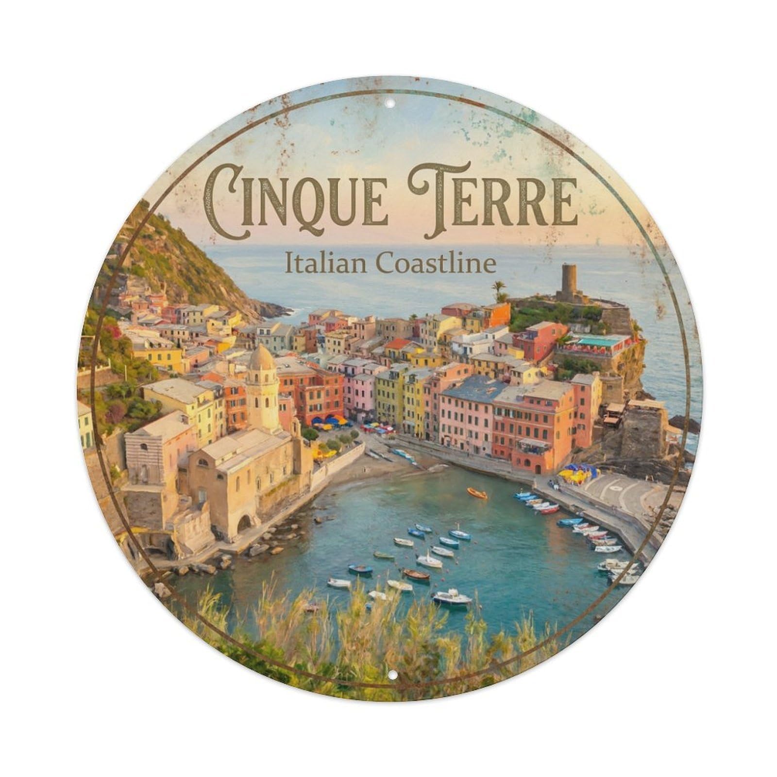 Vintage Travel Cinque Terre Italy Culture Metal Tin Sign