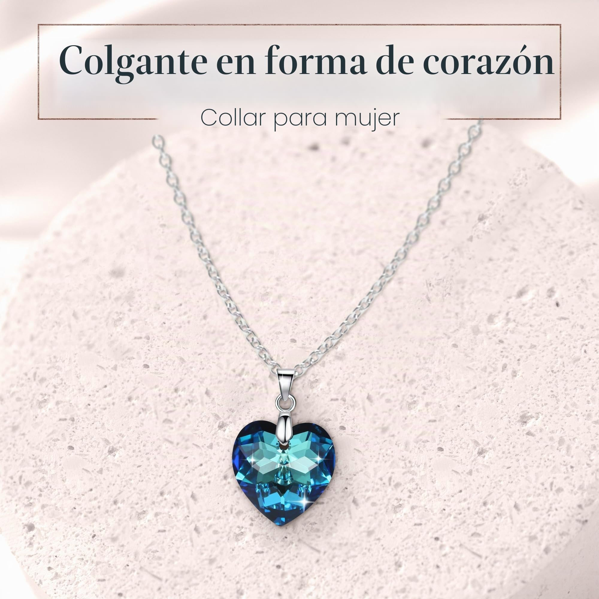 Crystalline Azuria Plata de Ley 925 Collar con Colgante Amor Corazón Collars para Mujeres y Niñas con Cristales 45cm