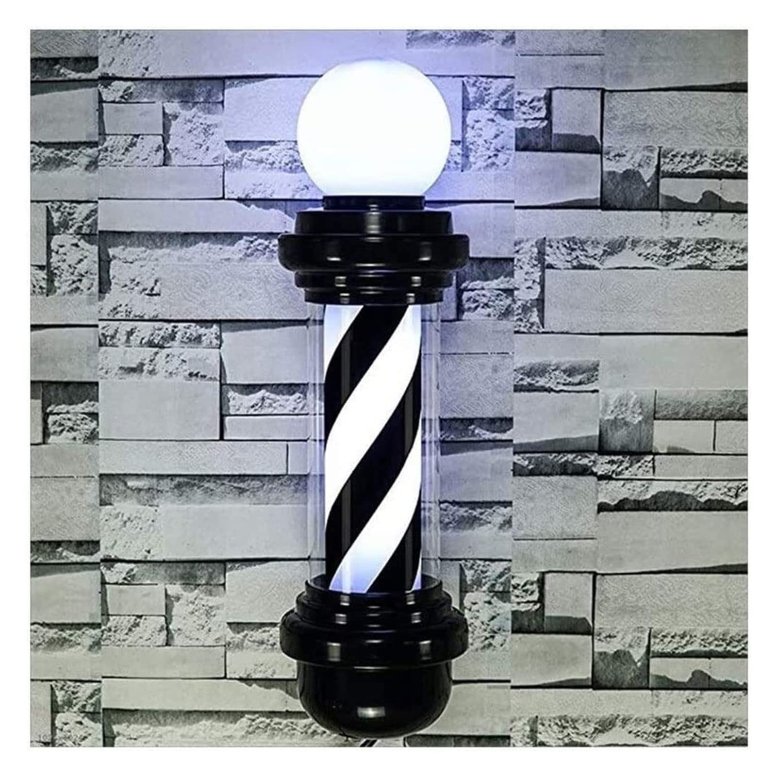 Poteau de barbier noir et blanc rotatif et étanche pour façade de salon