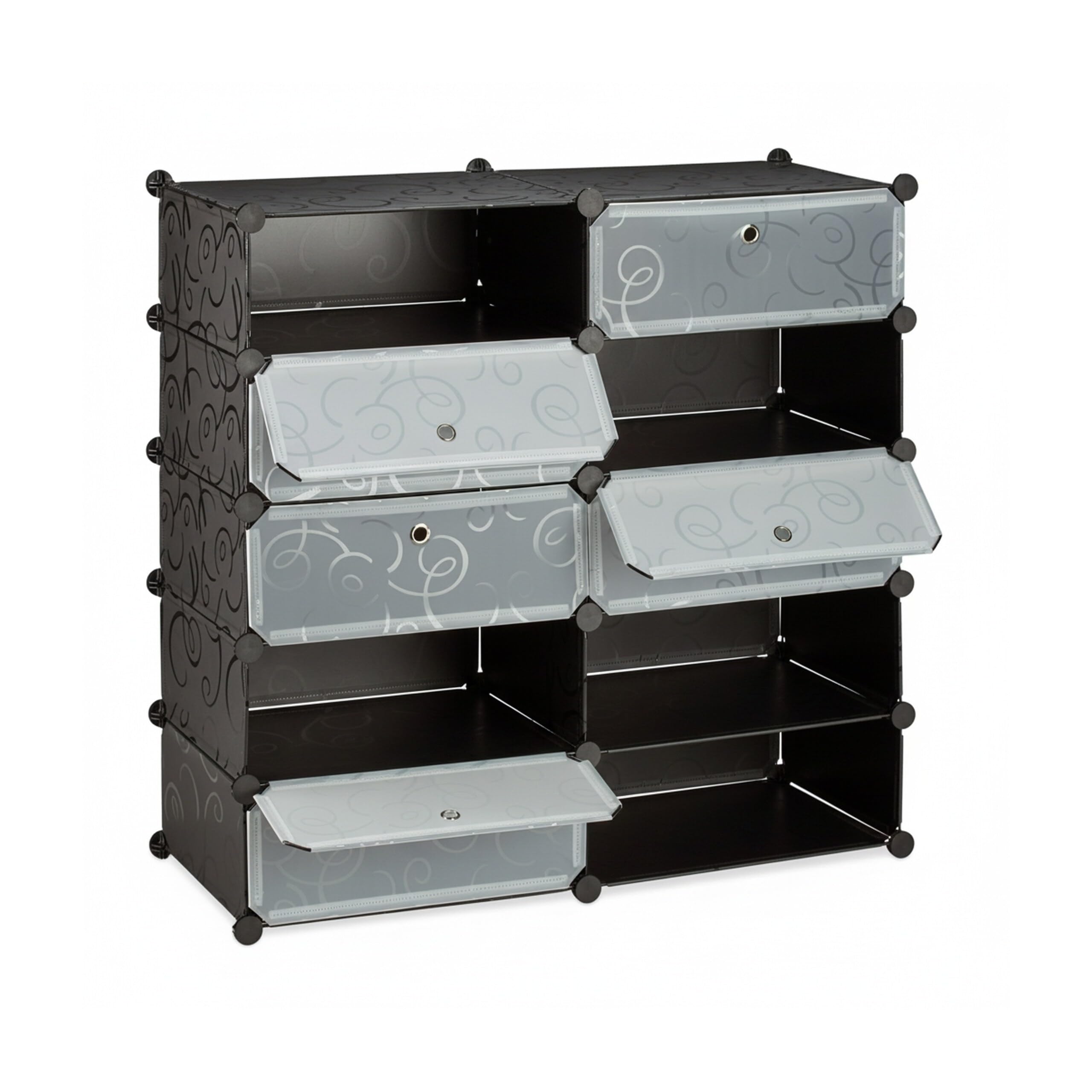 Relaxdays Scarpiera Armadio, HxLxP 90x94x37 cm, Portascarpe 10 Scomparti, Scaffale Sistema a Incastro, Plastica, Nero