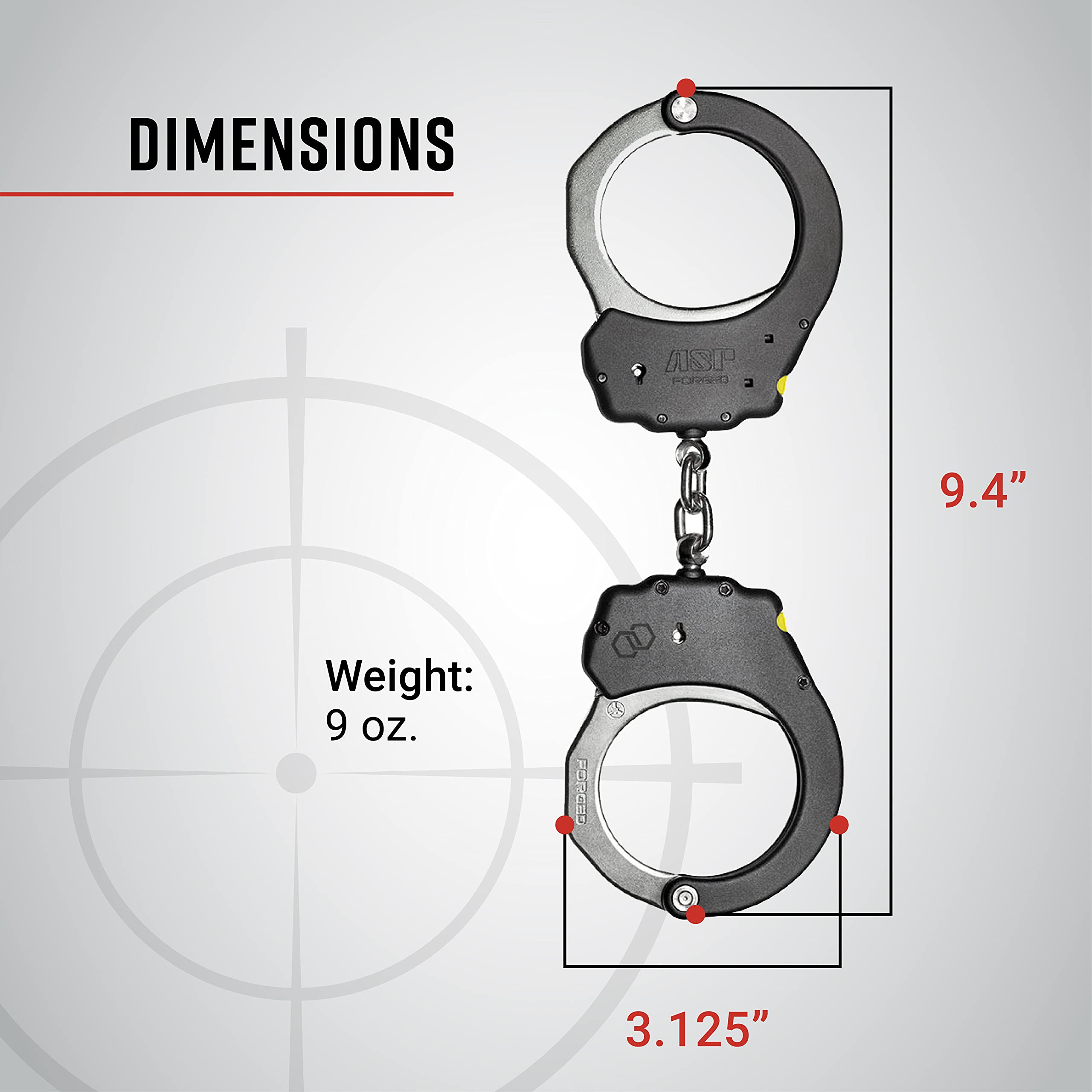 ASP Manette a catena Ultra Plus, alluminio forgiato, manette a doppia chiusura senza chiave, nessuna chiave per manette, attrezzatura per la polizia, attrezzature per le forze dell'ordine e attrezzature per la guardia giurata, manette e restrizioni