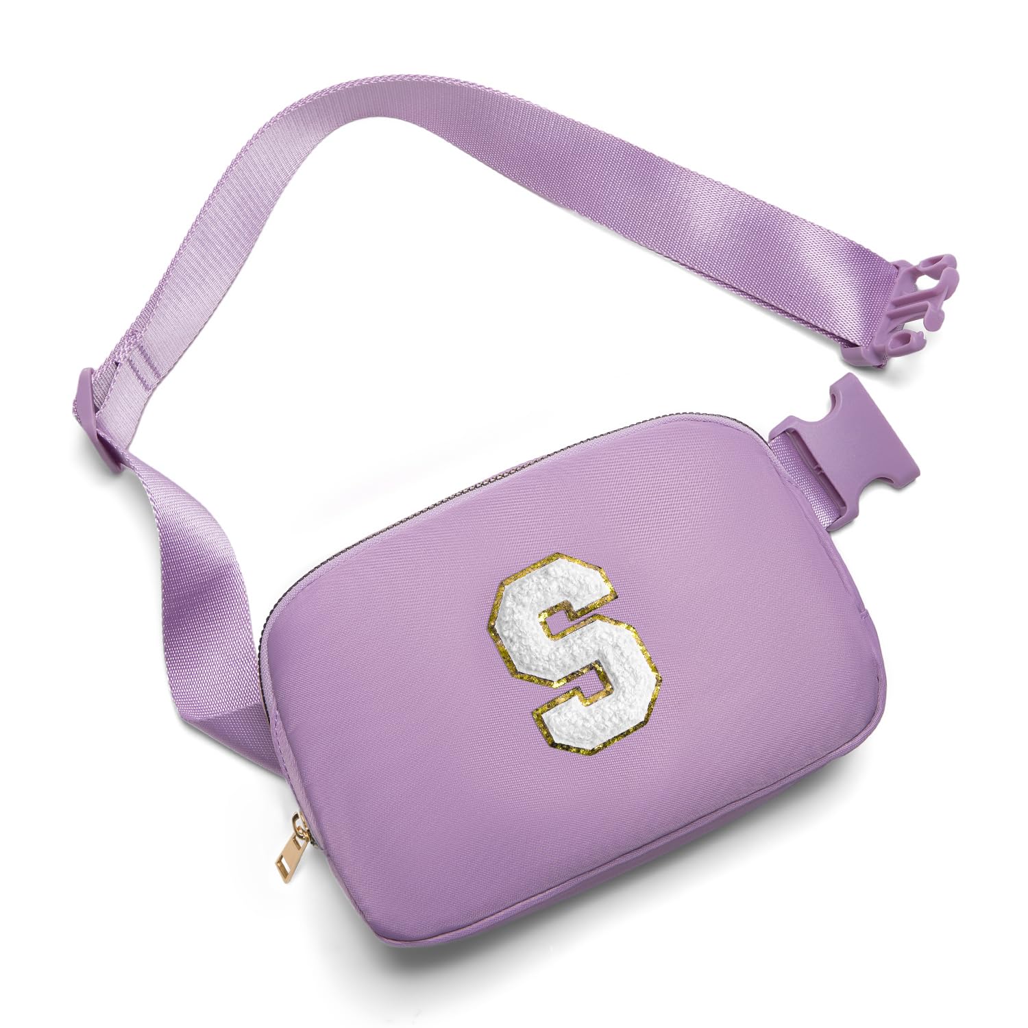 Gitus Birthday Gifts for 8 9 10 11 12 13 Year Old Girls Personalized Fanny Pack Crossbody Bags with Initial Letter Patch Belt Bag for Teen Girls Cute Trendy Stuff Travel Essentials (Lavender-S)