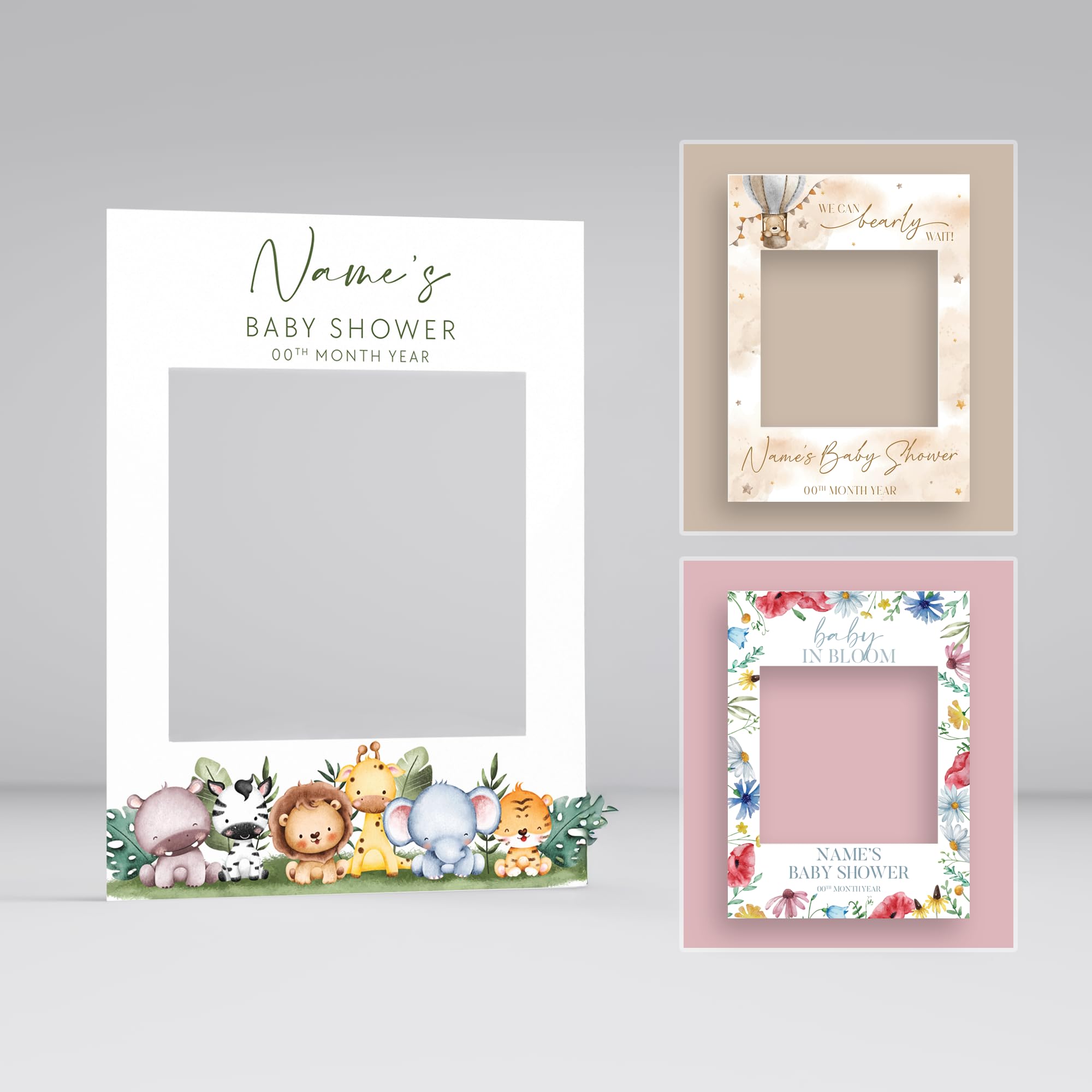 So Bespoke White Customisable Baby Shower Selfie Frame Bespoke Personalised Party Decoration Ideal New Baby Gift Neutral Baby Shower