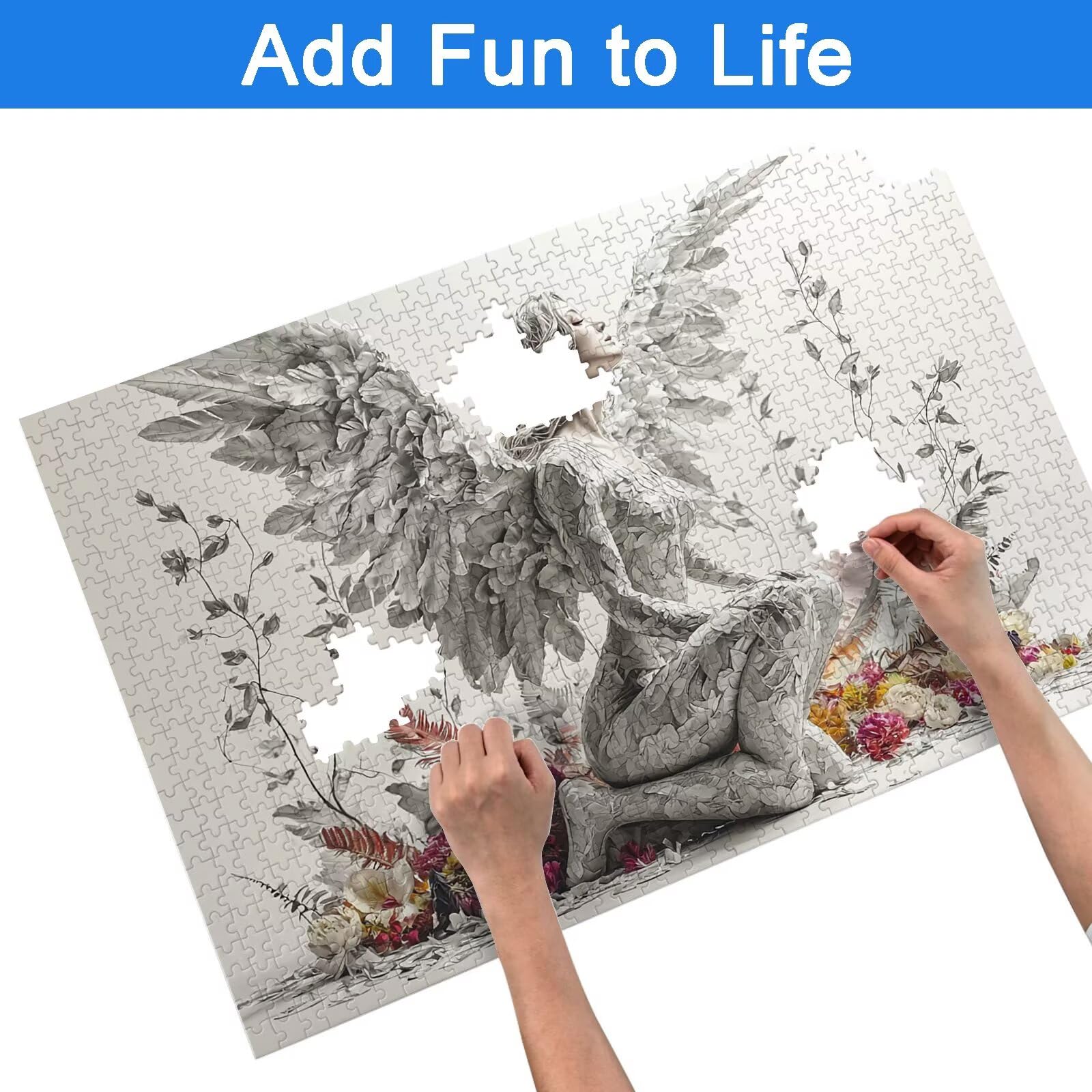 Puzzle 1000 Pezzi Angelo, Puzzle Retrò 1000 Pezzi Arte per Adulti e Bambini, Misura: 75x50 cm, Puzzles Legno per Adulti con Squisita Scatola di Imballaggio, Idea Regalo Donna, Regalo Uomo, -9047