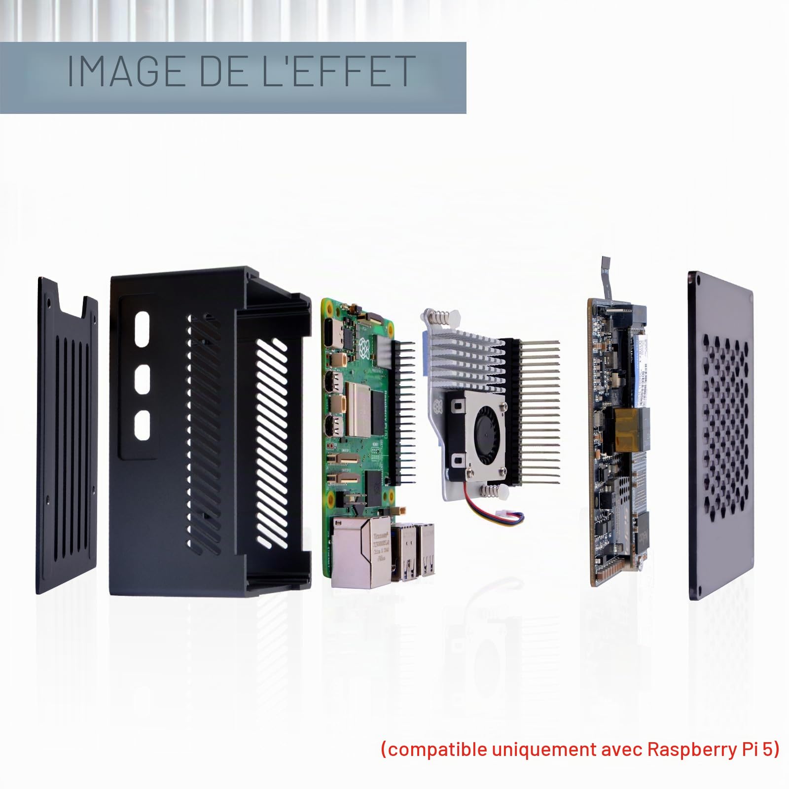 GeeekPi P33 M.2 NVME M-Key PoE+ Hat with Official Pi 5 Active Cooler and Aluminum Case for Raspberry Pi 5, Support M.2 NVMe SSDs 2230/2242/2260/2280