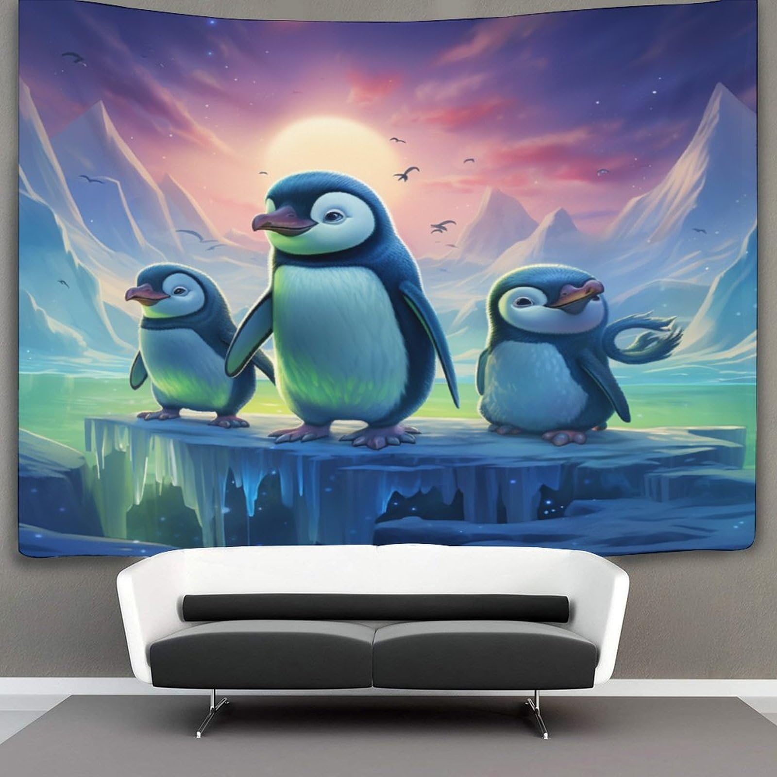 NQHXLRUDC 3D Penguin Print Wall Blanket Home Decoration Bedding Poster Wall Art Tapestry Tapestries Wall Hanging Soft Polyester for Unisex Children Bedroom/Living Room/Dorm/Curtain 150cmx200cm