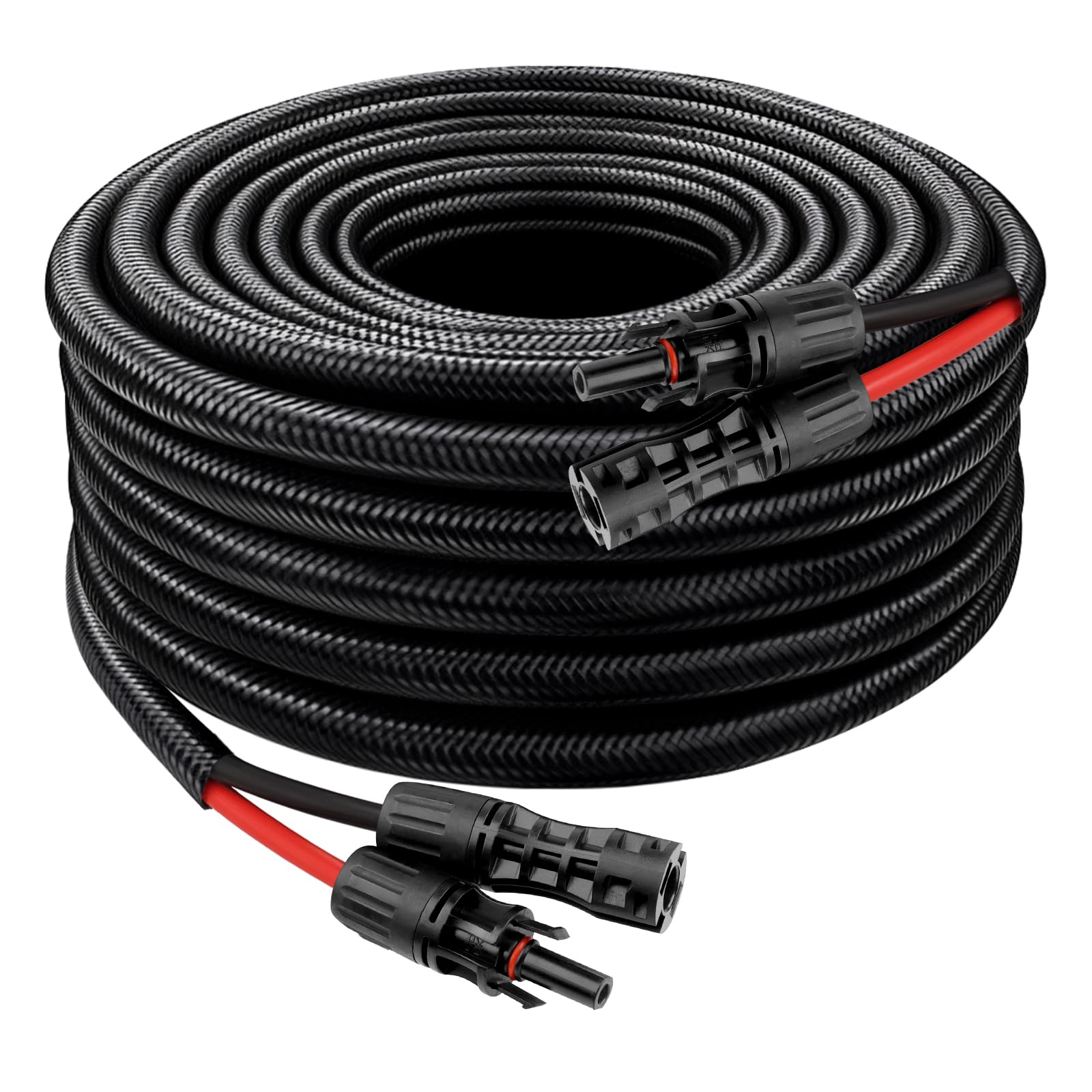 XRDS -RF Solar Cable 20FT, 8AWG Solar Extension Cable with Male &amp; Female Solar Connectors, Flame-Retardant Protective Sleeving Solar Panel Cable, Weatherproof PV Wire for Solar Panel Connection