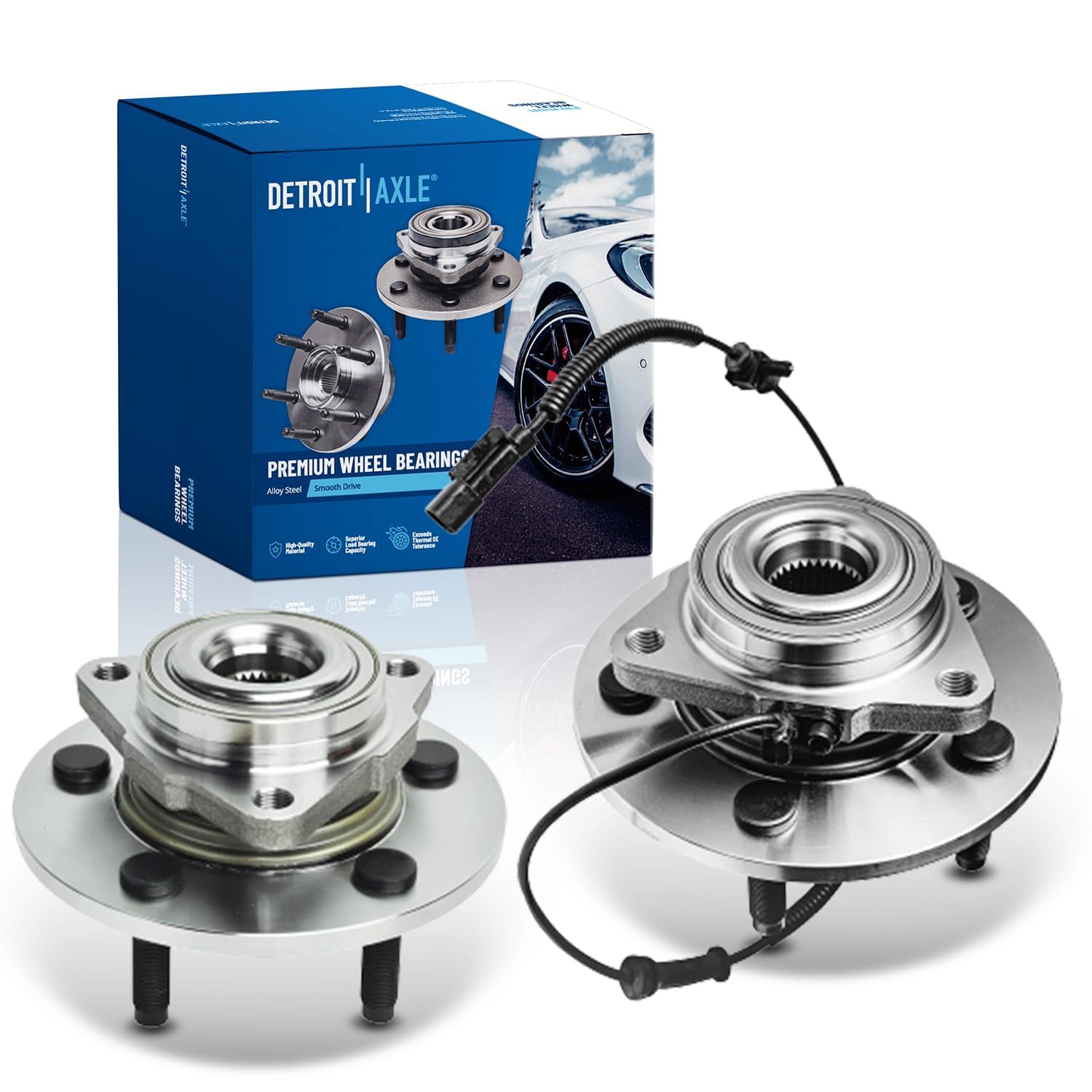 Detroit Axle - 5 Lug Front Wheel Bearing Hubs for 2006-2008 Dodge Ram 1500