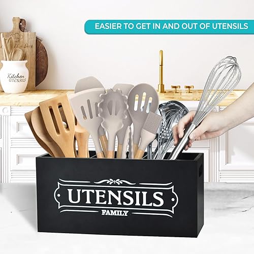 Miniatura 9 de Soporte para utensilios de cocina para encimera, soporte para utensilios de cocina, decoración de cocina de granja, soporte grande de madera para