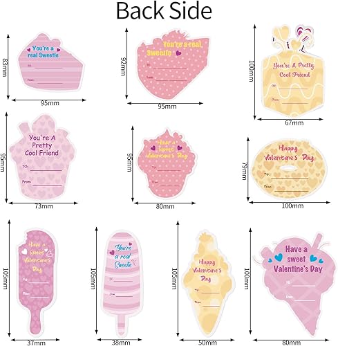 Miniatura 3 de Zonon 40 juegos de tarjetas del día de San Valentín para mujeres, dona, helado, cupcake, tarjetas dulces con sobres rosados para regalos de