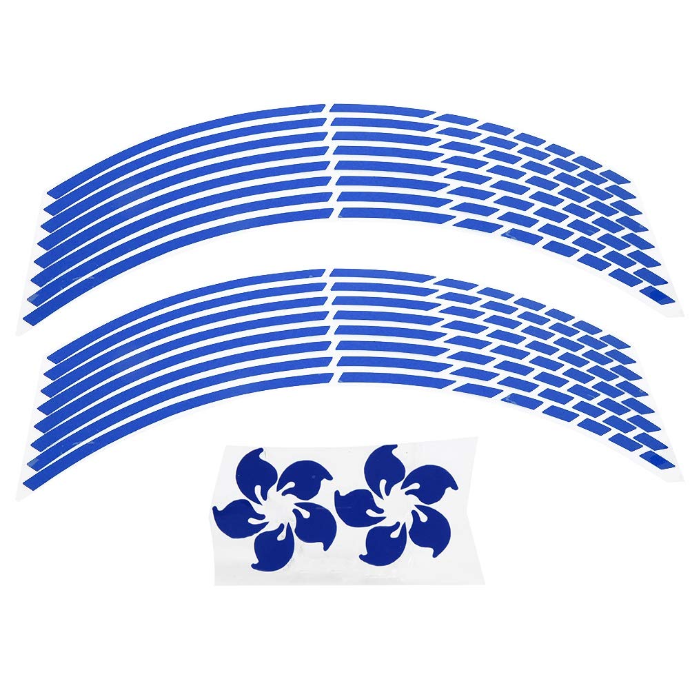 Motorbike Wheel Stickers for Rims, 16pcs Bike Motorcycle 16-18inch Reflective Tape Wheel Strip Sticker Stickers Decoration Accessory (Blue)