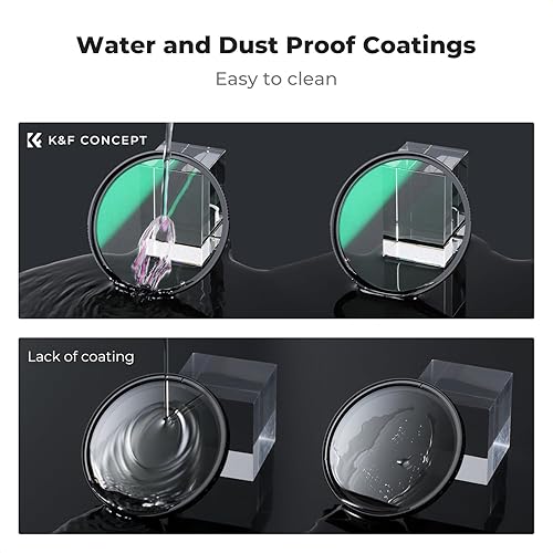 Miniatura 5 de K&F Concept Filtro de efecto cinematográfico de difusión negra de 2.165in con 28 revestimientos multicapa impermeable, resistente a los arañazos