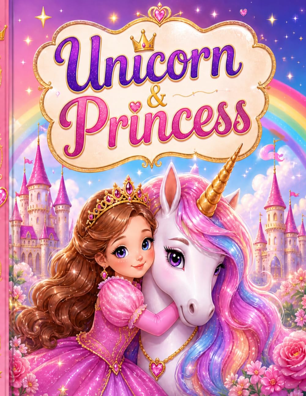 Unicorn & Princess Coloring Book: A Magical Adventure with Beautiful Princesses, Flying Unicorns, and Enchanted Castles for Girls Ages 4-8