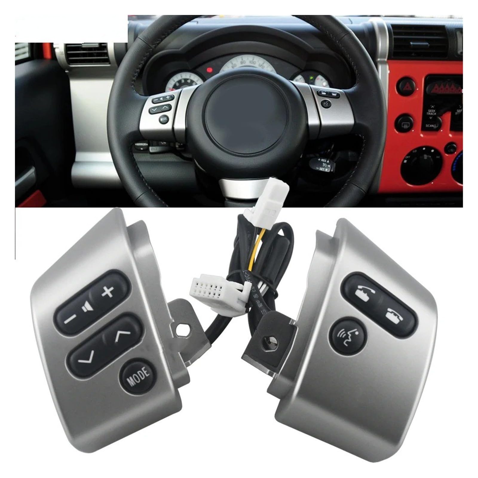 Przycisk kierownicy do Toyota FJ Cruiser 2006-2022, przełącznik regulacji głośności audio i muzyka z podświetleniem, wielofunkcyjny przełącznik kierownicy do tempomatu