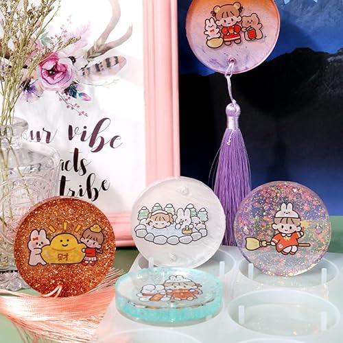 Miniatura 2 de JEYUQAXY Moldes circulares de resina de 12 cavidades, moldes de resina epoxi redondos profundos, moldes de silicona para bricolaje, moldes de