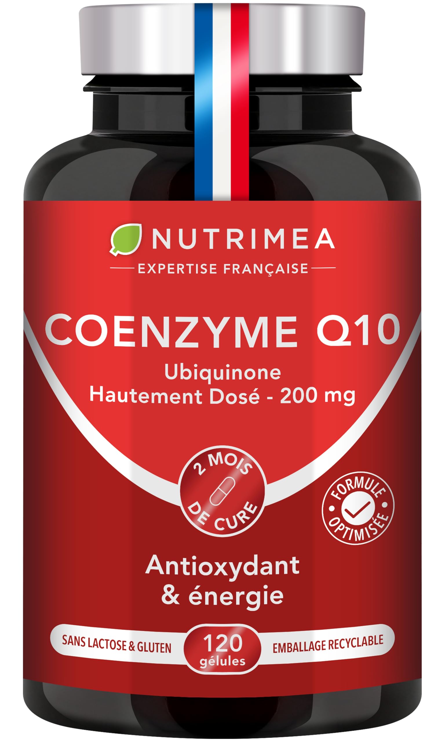 COENZYME Q10 - Powerful Natural Antioxidant - Anti-Aging Protector - Cellular Energy - Maximum Absorption - Most Stable Form - 120 Vegan Capsules - Nutrimea - Made in France