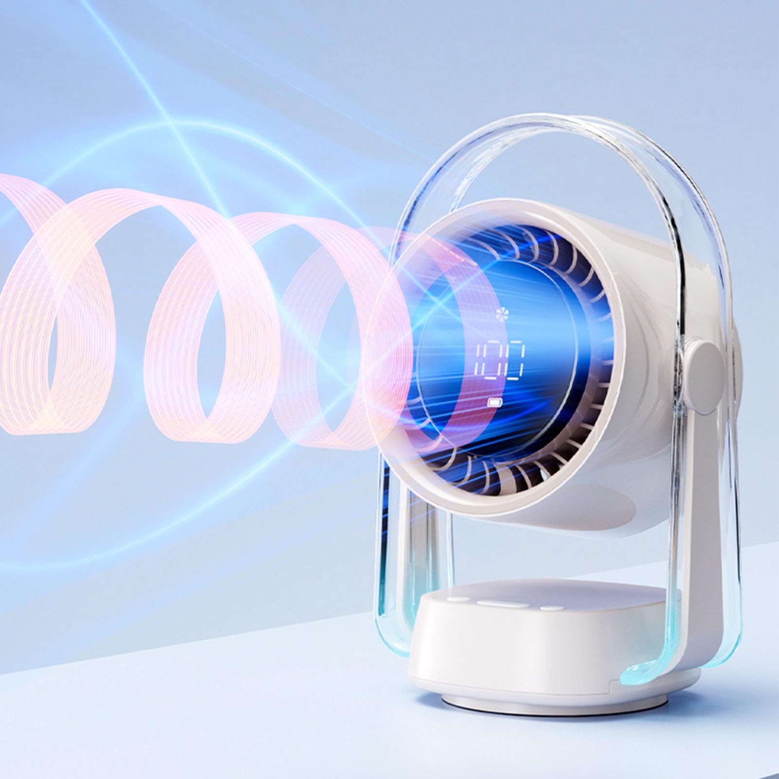 Ventilatore Oscillante da Scrivania Circolatore D'aria Ricaricabile Silenzioso a 100 velocità per Interni, Ventilatore USB Portatile con Batteria a Lunga Durata per Camere da Letto, uffici;